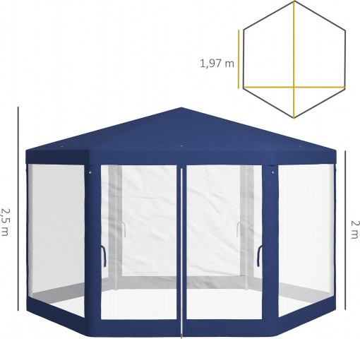 Šestihranný párty stan 3 x 4 m | modrý č.2