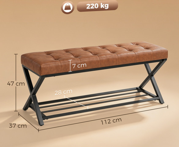 Čalouněný botník s úložným prostorem | hnědý č.2