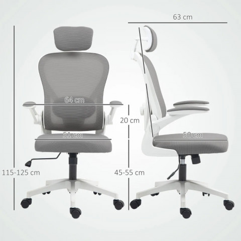 Ergonomická kancelářská židle se sklopnými područkami | šedá č.3