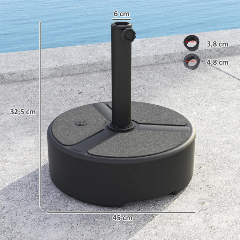 Stojan na slunečník z HDPE Ø38mm/48mm | černý