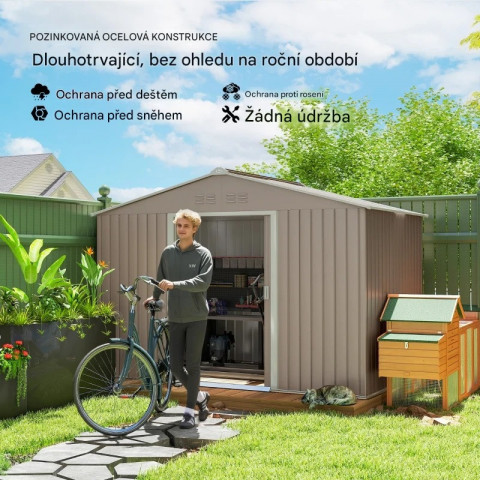Pozinkovaná ocelová kůlna na nářadí 277 x 195 x 192 cm | světle šedá č.2
