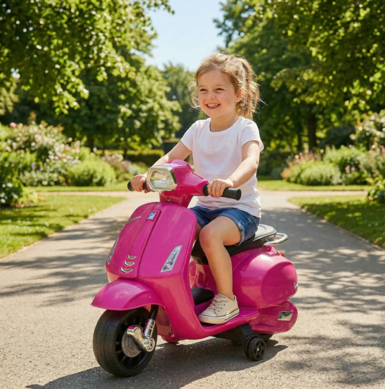 Elektrická dětská motorka 6V s oficiální licencí Vespa | růžová