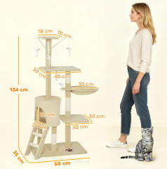 Sisalové kočičí škrabadlo 134 cm | béžové č.3