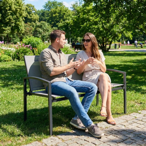 2místná kovová venkovní lavička | šedá č.4