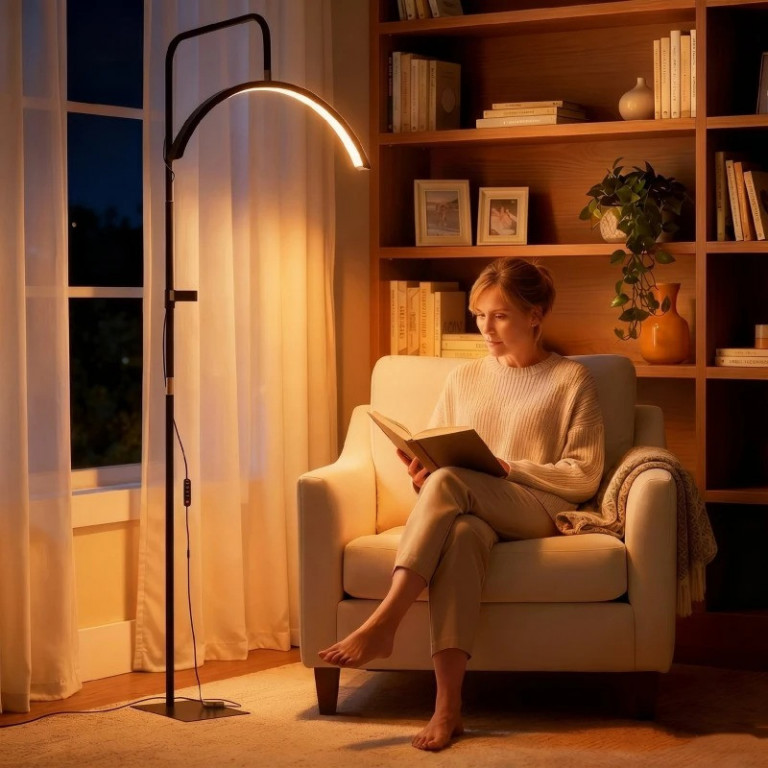 Stojací lampa s otočnou hlavou o 350° | černá