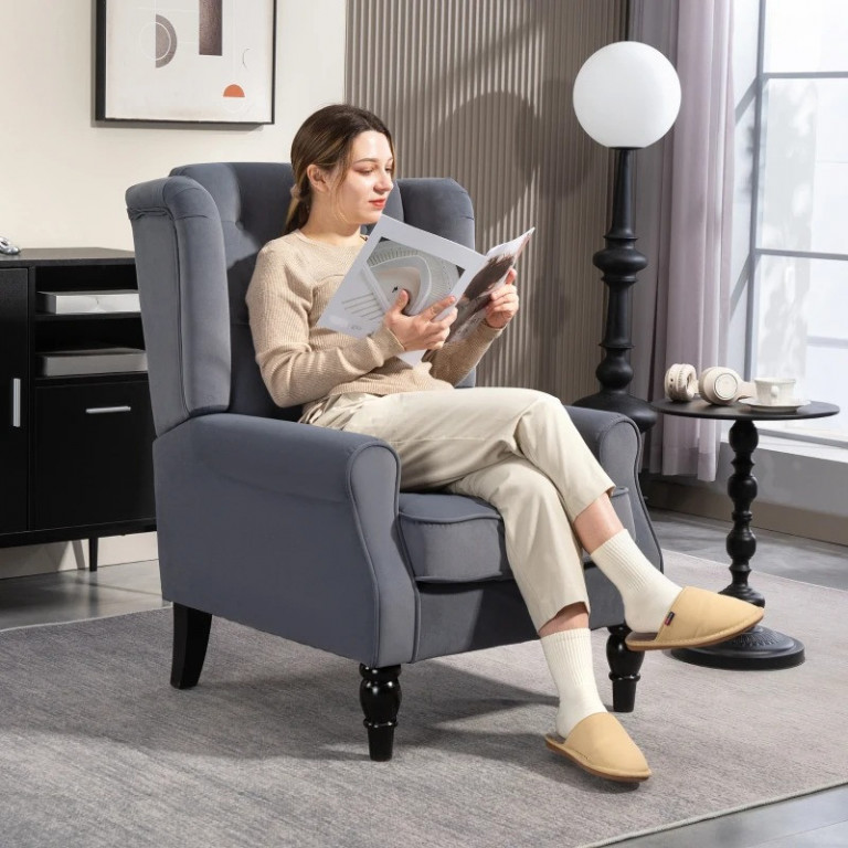 Lounge křeslo s vysokým opěradlem | šedé