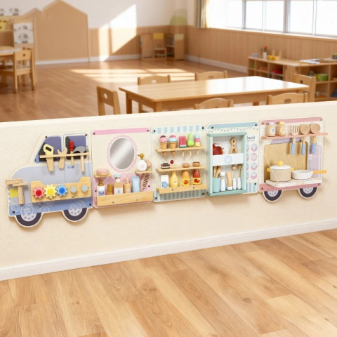 Montessori stěna s aktivitami | vícebarevná č.5