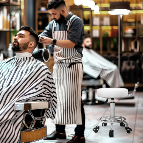 Výškově nastavitelná pracovní stolička s kroužkem na nohy | bílá č.4