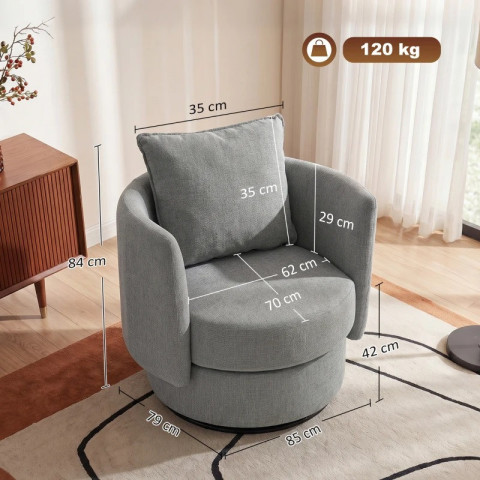 Otočné lounge křeslo | světle šedé č.4