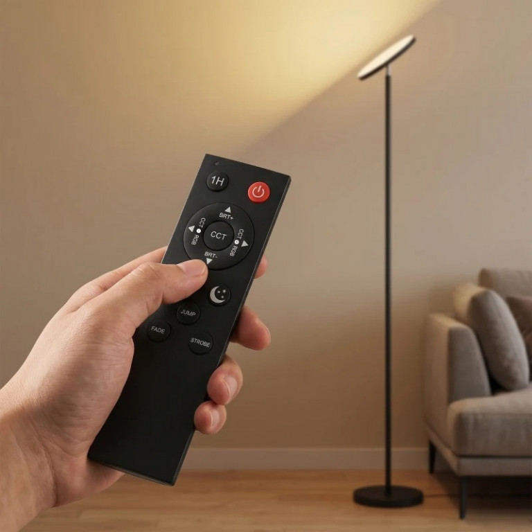 Stojací stmívatelná lampa s RGB osvětlením | černá