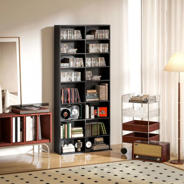 Regál na CD, DVD a Blu-ray | černý