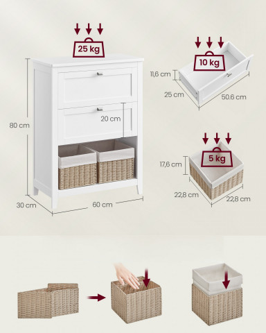 Koupelnová skříňka s koši | bílá č.3