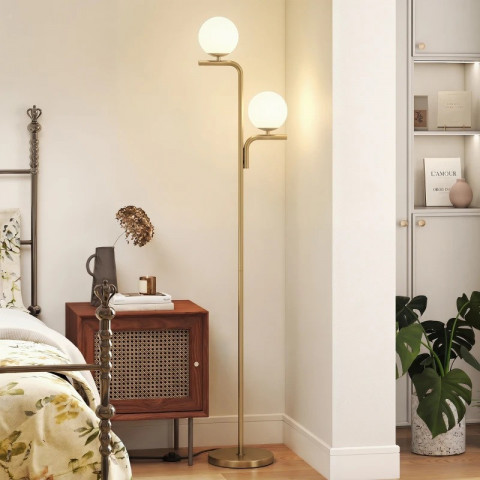 Moderní lampa se skleněnými kulovými stínidly | zlatá č.4