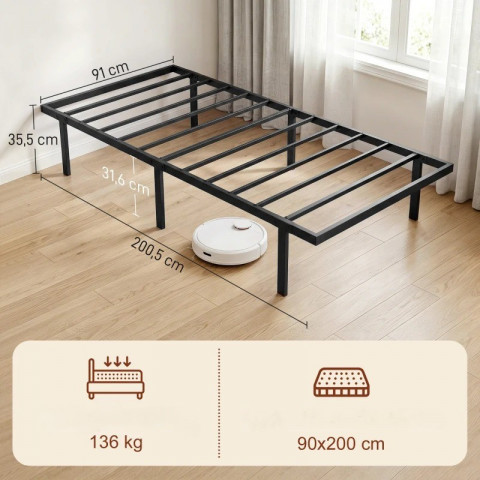 Kovový rám postele s úložným prostorem 90 x 200 cm | černý č.5