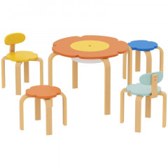 Dětský dřevěný stůl se 4 židlemi | barevný č.2