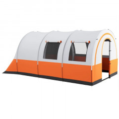 Tunelový stan pro 6 osob, 480 x 260 x 200 cm | krémově bílý + oranžový č.2