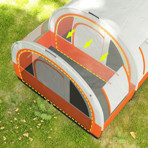 Tunelový stan pro 6 osob, 480 x 260 x 200 cm | krémově bílý + oranžový č.5