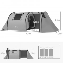 Kempinkový stan pro 3-4 osoby 470 x 220 x 150 cm | šedý č.3