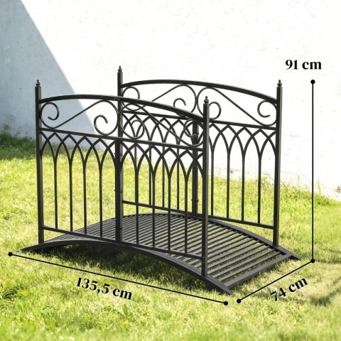 Kovový zahradní most k jezírku 135,5 cm | černý č.3
