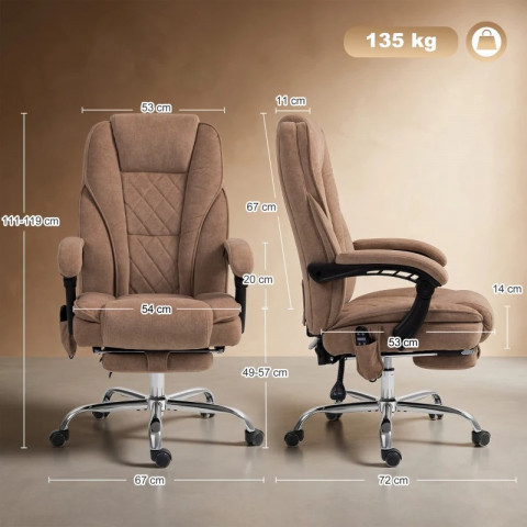 Ergonomická kancelářská židle s funkcí polohování | hnědá č.3