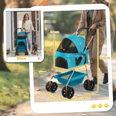 Kočárek pro mini psy do 4 kg | tyrkysový č.2
