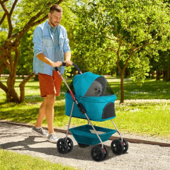 Kočárek pro mini psy do 4 kg | tyrkysový č.3