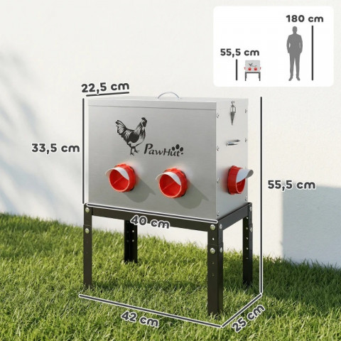 Krmítko pro kuřata kapacita 18 kg | stříbrné č.3