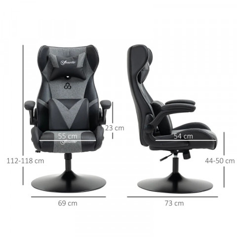Ergonomická herní židle s nastavitelnými područkami | černá + šedá č.2