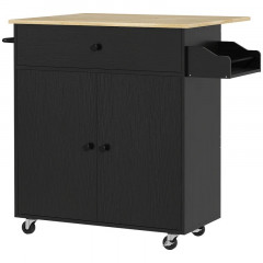 Kuchyňský vozík na kolečkách se sklopnou pracovní deskou | černý č.3