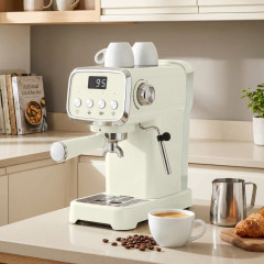Espresso stroj s filtry s napěňovačem mléka | krémově bílý č.3