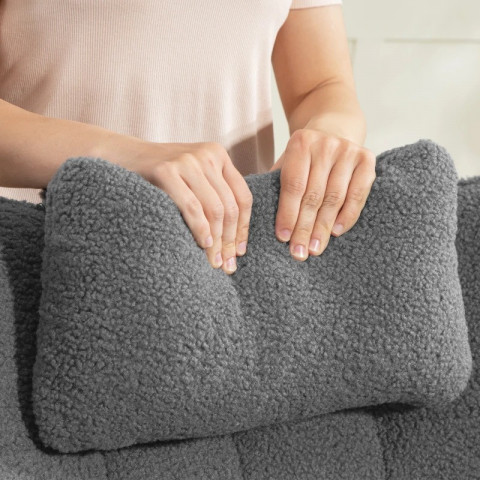 Relaxační houpací křeslo s bederním polštářem | tmavě šedé č.3