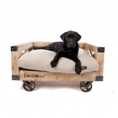 Luxusná drevená pohovka na kolieskach pre psa Lex & Max 90 x 65 cm | retro štýl č.1