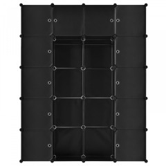 Variabilný regálový systém na topánky 140 x 35 x 175 cm | 20 boxov čierny