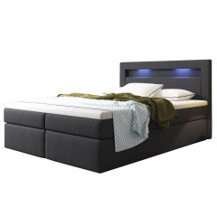 Posteľ Box Spring Memphis s úložným priestorom a LED osvetlením 140 x 200 cm | tmavo šedá č.3