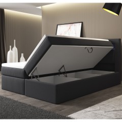 Posteľ Box Spring Memphis s úložným priestorom a LED osvetlením 140 x 200 cm | tmavo šedá č.2