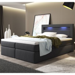 Posteľ Box Spring Memphis s úložným priestorom a LED osvetlením 140 x 200 cm | tmavo šedá č.1