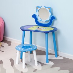 Detský toaletný stolík so zrkadlom | modrý č.3