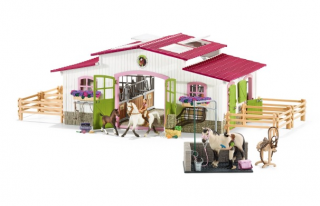 Schleich 72110 Stajňa s koňmi a umývacím boxom