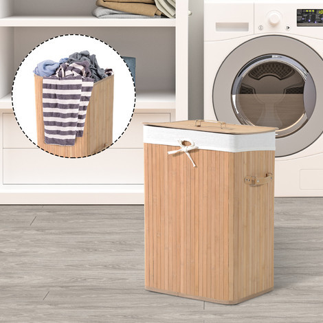 Bambusový kôš na prádlo s vekom 72 L | svetlý