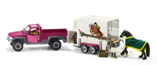 Schleich 42346 Pick-up s prívesom a koňom č.1