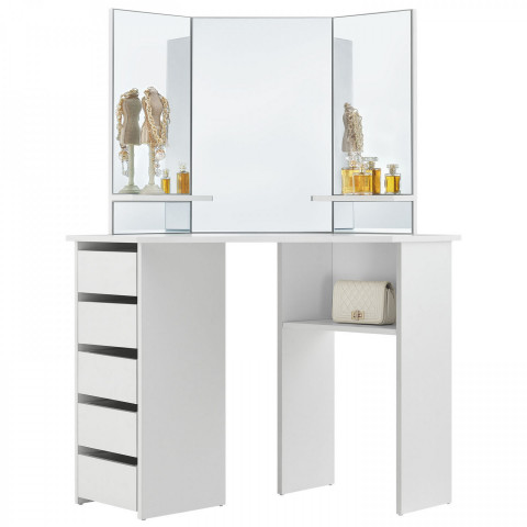 Originálny toaletný stolček so zrkadlom Nova | biely č.3