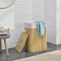 Bambusový kôš na bielizeň s vekom 72 L | prírodný č.1