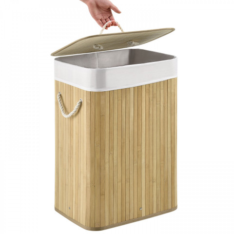 Bambusový kôš na bielizeň s vekom 72 L | prírodný č.4