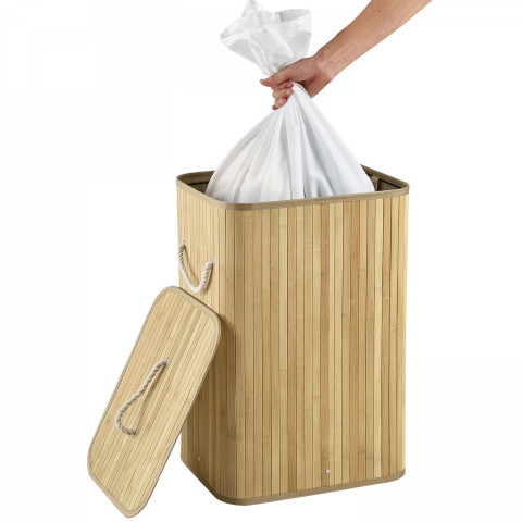 Bambusový kôš na bielizeň s vekom 72 L | prírodný č.6