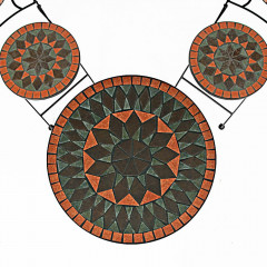 Záhradný mozaikový set Terakota | okrúhly stôl + 2 skladacie stoličky č.3