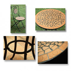 Záhradný mozaikový set Roma | okrúhly stôl + 2 skladacie stoličky č.3