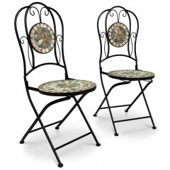 Záhradný mozaikový set Malaga | okrúhly stôl + 2 skladacie stoličky č.3