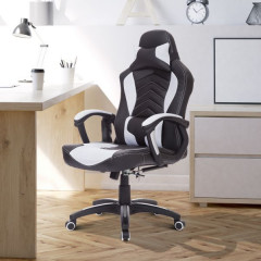 Kancelárska herná stolička s masážnou funkciou a vyhrievaním Lana | čierno - biela č.3