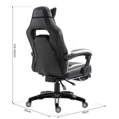 Luxusná polohovateľná kancelárska / herná stolička s podnožkou Prince | čierna - biela č.3