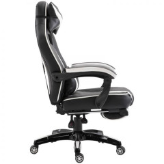 Luxusná polohovateľná kancelárska / herná stolička s podnožkou Prince | čierna - biela č.2